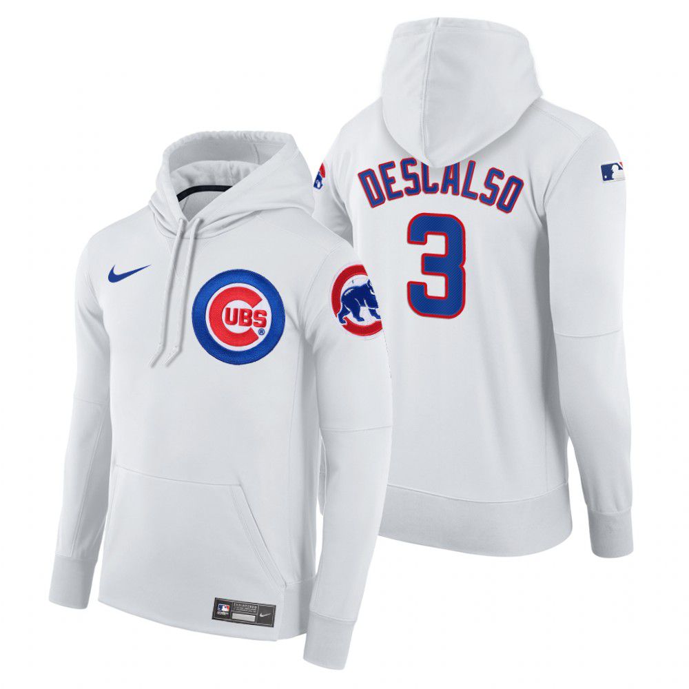Men Chicago Cubs #3 Descalso white home hoodie 2021 MLB Nike Jerseys